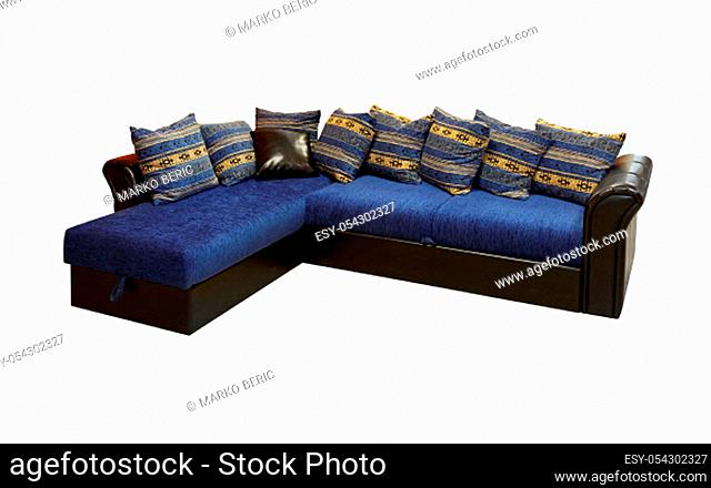 Blue corner set furniture isolated included clipping path
