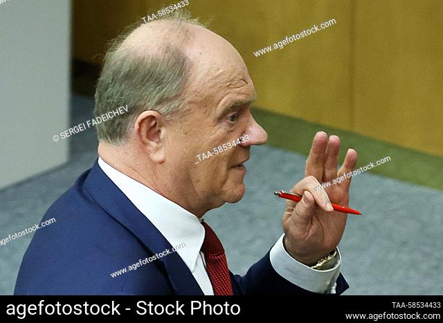 RUSSIA, MOSCOW - APRIL 20, 2023: Russian Communist Party Leader Gennady Zyuganov attends a plenary meeting of the Russian State Duma