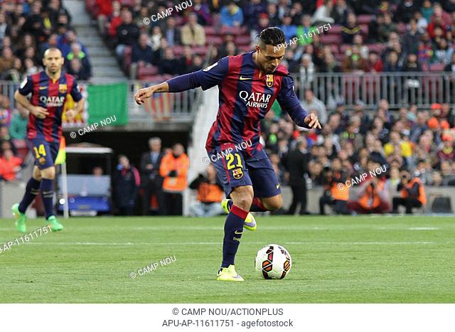 2015 Spanish La Liga Barcelona v Almeria UD Apr 8th. 08.04.2015. Nou Camp, Barcelona, Spain. Barcelona versus Almeria. Adriano in action during the match