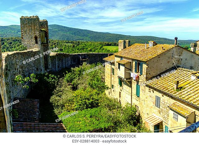 The medieval walls of Monteriggioni, Tuscany, Italy