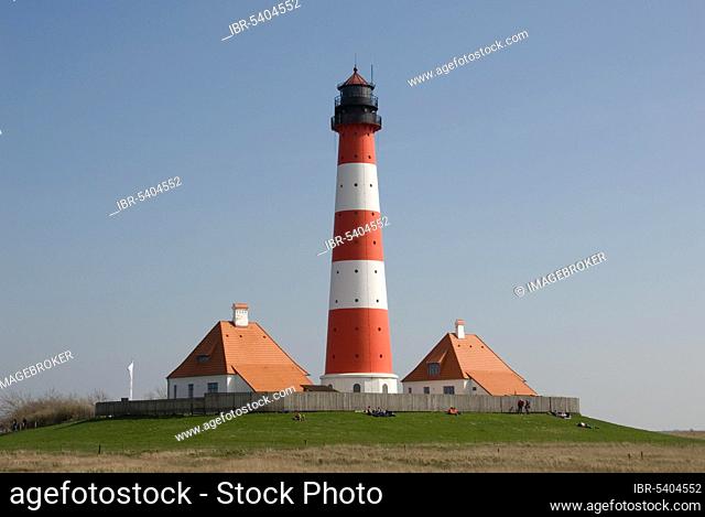 Lighthouse Westerheversand, Westerhever, Eiderstedt, Schleswig-Holstein, Germany, Europe