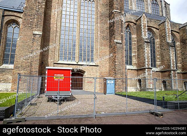 Royal Monument of Willem van Oranje and entrance of the Dutch Royal crypt in the Nieuwe Church in Delft, 4 May 2021. The crypt will be extended with a new area...