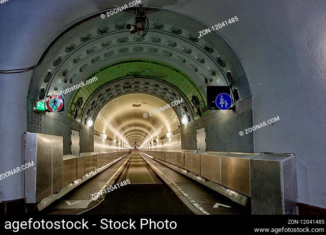Free and Hanseatic City of Hamburg - Elbe Tunnel. Freie und Hansestadt Hamburg - St. Pauli-Elbtunnel