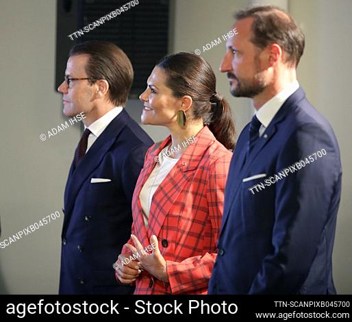 Prince Daniel, Crown Princess Victoria and Crown Prince Haakon of Norway visit RoRo shipping and vehicle logistics company Wallenius Wilhelmsen in Gothenburg