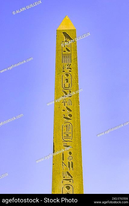 Egypt, Cairo, Heliopolis, open air museum, artistic view obelisk of Senusret I