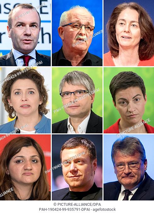 FILED - 25 March 2019, Berlin: KOMBO - German top candidates of the parties for the European elections. Top l-r: 25.03.2019, Berlin: Manfred Weber (CSU)