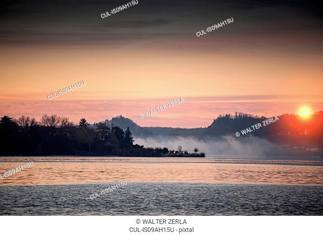 Mist on Lake Maggiore, Lombardy, Italy