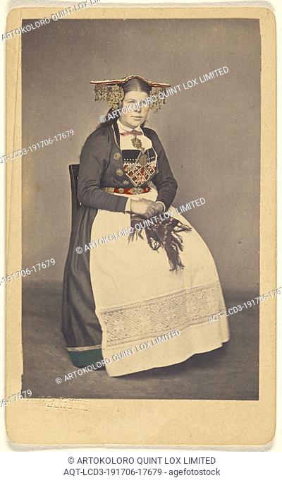 Brud fra Vos. woman in traditional Norwegian costume, Knud Knudsen (Norwegian, 1832 - 1915, active Bergen, Norway), July 1, 1870