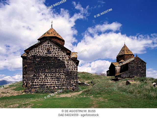 Church of the Holy Apostles, 874, and Church of the Mother of God, 1215-1255, Sevanavank monastic complex, Lake Sevan, Gegharkunik, Armenia