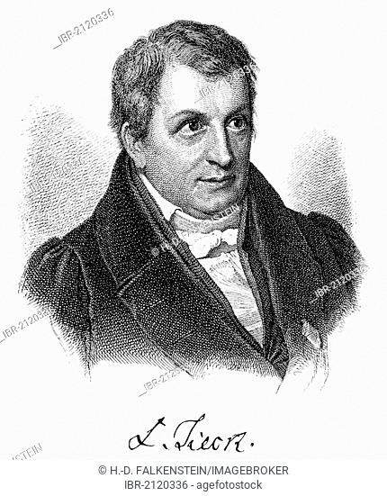Historical print, engraving, portrait of Johann Ludwig Tieck, 1773-1853, German poet, writer, editor and translator of Romanticism