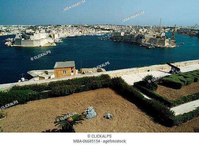 View of Valletta's harbour and the Three Cities of Malta, Cospicua, Senglea and Vittoriosa Malta Europe