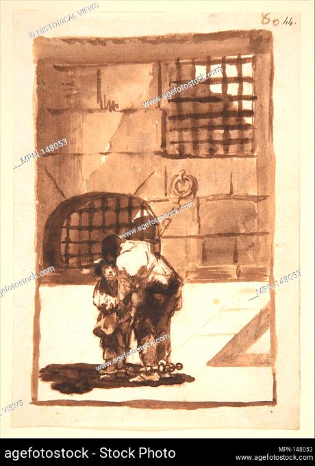 Two Prisoners in Irons, from Images of Spain Album (F), 80. Series/Portfolio: Drawings from Album F (Sepia Album), page 80; Artist: Goya (Francisco de Goya y...