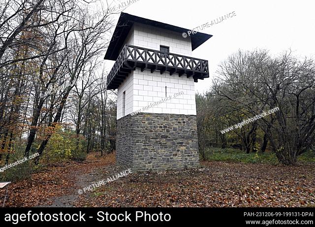 06 December 2023, North Rhine-Westphalia, Neuss: View of the reconstructed watchtower from Roman times near the Rhine, which has been renovated