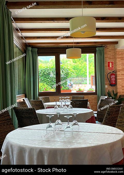Restaurant, indoor view. Rascafria, Madrid province, Spain