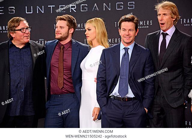 Lorenzo di Bonaventura, Jack Reynor, Nicola Peltz, Mark Wahlberg, Michael Bay at the European Premiere of Transformers 4 Age of Extinction (Aera des Untergangs)...