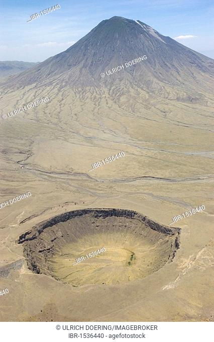 Small parasite crater at the foot of the active volcano Ol Doinyo Lengai, 2960m, Tanzania, Africa