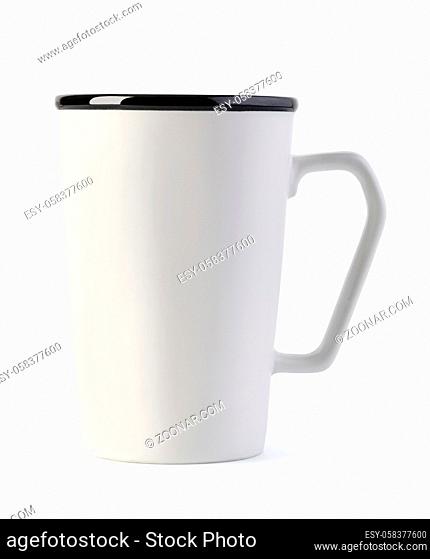 White ceramic mug. Isolated on a white background