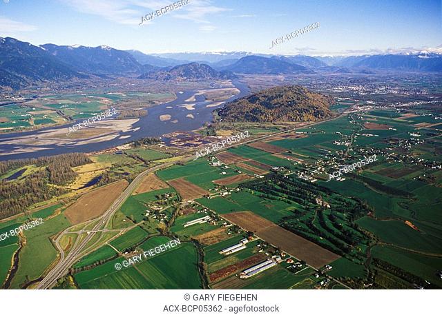 Aerial of Chilliwack in the Fraser Valley, British Columbia, Canada