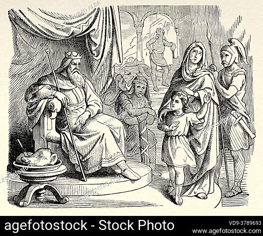The seven Maccabeean brothers. Antiochus tortures and kills a mother with her seven children. Maccabees book. Old Testament