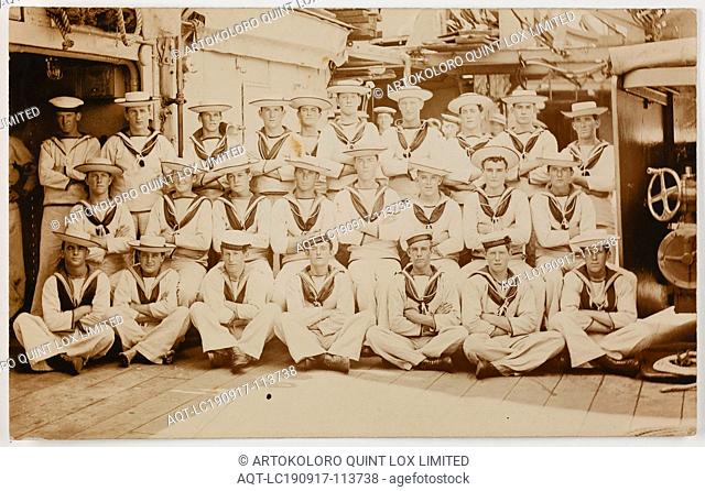 Photograph - HMAS Australia, Group Portrait of Seamen, 1914 -1918, One of 63 postcards contained in an album that was owned by Cliff Nowell