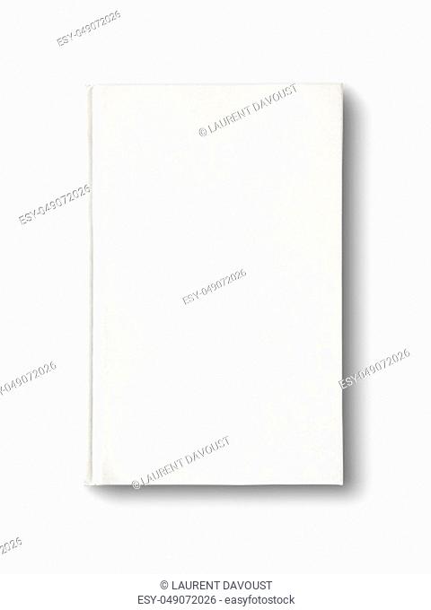 Closed blank dictionary, book mockup, isolated on white. Top view