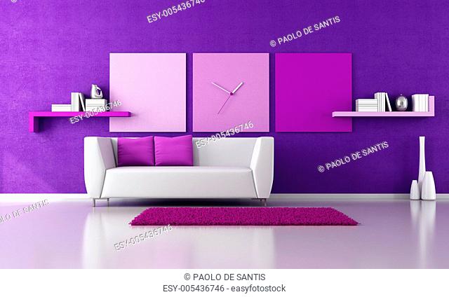 minimalist purple livingroom