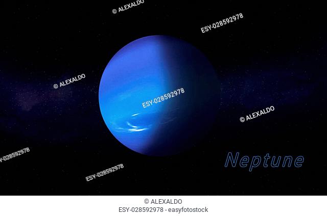 silent blue gas giant Neptune imaginary space background