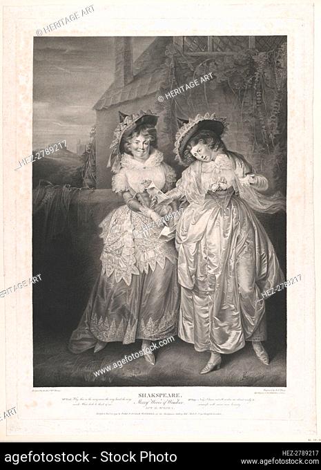 Mrs. Ford and Mrs Page (Shakespeare, Merry Wives of Windsor, Act 2, Scene 1), 1793. Creator: Robert Thew