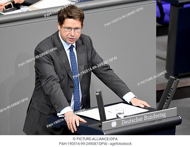 16 May 2019, Berlin: Stephan Stracke (CSU), will speak at the 101st session of the Bundestag on the topic ""Financing gap in basic pensions""