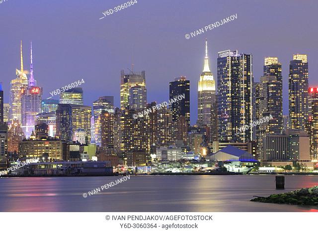 Manhattan Skyline at Dusk, New York, USA