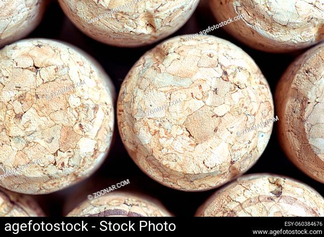 wine corks closeup with focus on surface