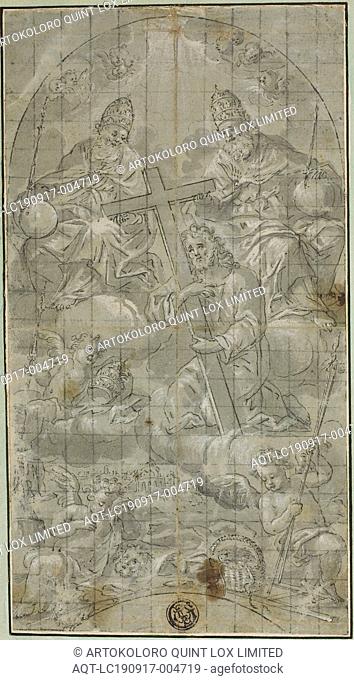 The Trinity with Christ Bearing the Cross, n.d., Raffaello Vanni, Italian, 1596-1667, Italy, Pen and black ink with brush and gray wash