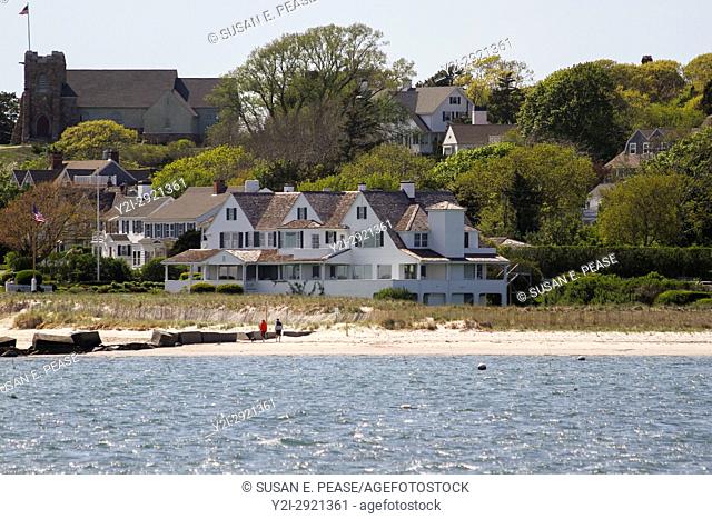 A view of the Kennedy Compound from the water, Cape Cod, Massachusetts, United States, North America