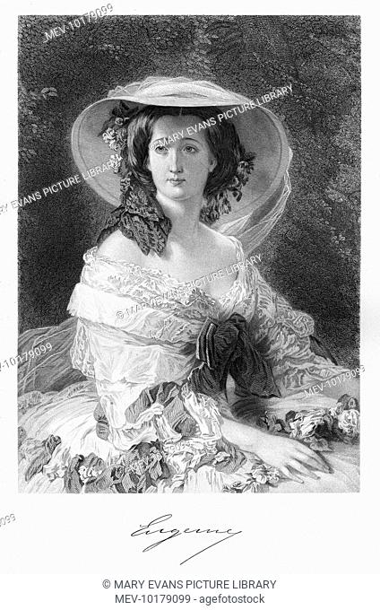 EUGENIA MARIA DE MONTIJO empress of France, wife of Napoleon III                  with her autograph