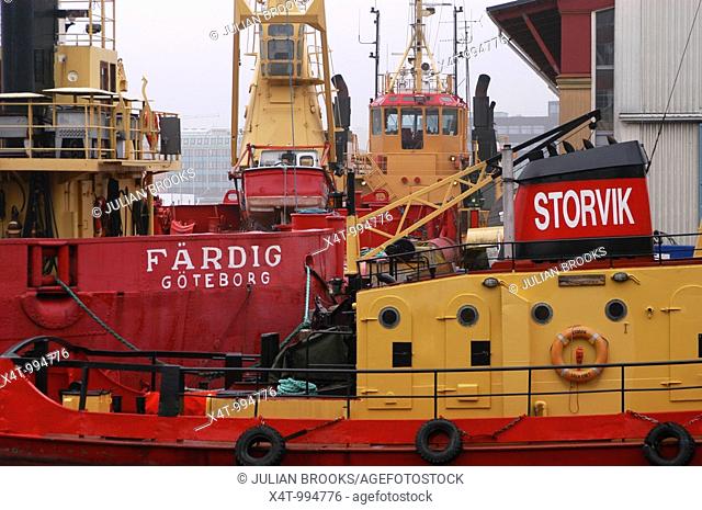 Ships in the harbour at Gothenburg Goteborg Sweden