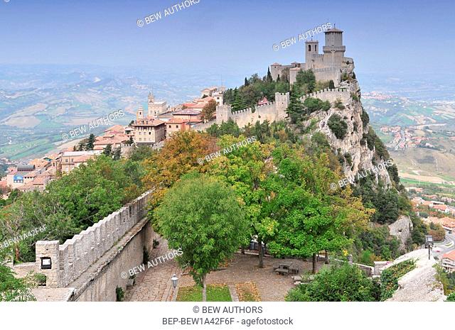 The Guaita fortress (Prima Torre) is the oldest and the most famous tower on Monte Titano, San Marino