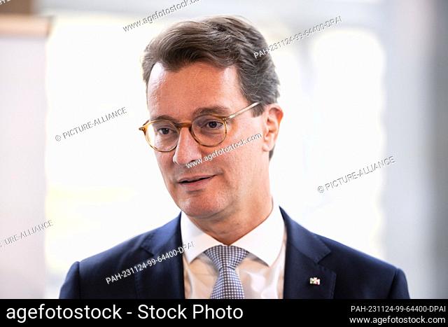 24 November 2023, Berlin: Hendrik Wüst (CDU), Minister President of North Rhine-Westphalia, takes part in the presentation of the study at the North...