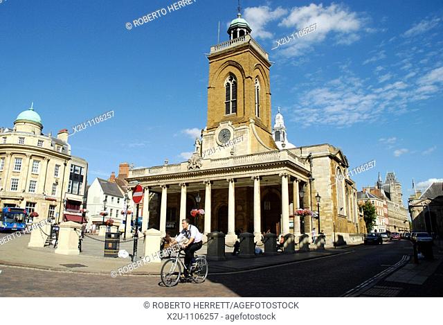 View of town centre, showing All Saints Church, Northampton, England