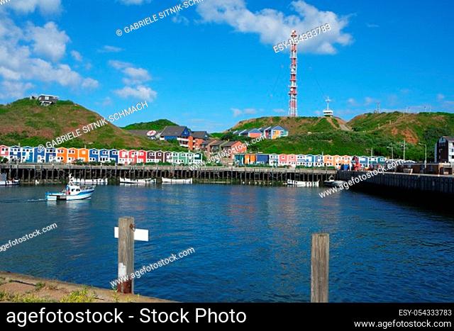 Helgoland, harbor and colorful wooden houses