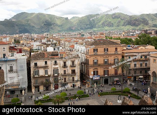 View over Palermo from the Cathedral, Sicily, Italy