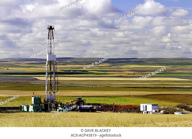 Precision Drilling Rig 174 drilling for oil near Milo, Alberta, Canada