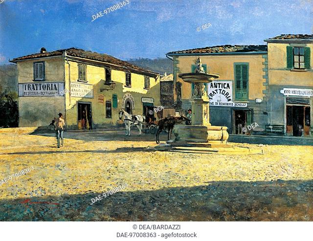 The Square of Settignano (Effect of sun), 1881, by Telemaco Signorini (1835-1901), oil on canvas, 33x53 cm.  Private Collection