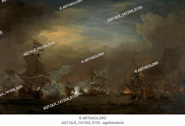 Nocturnal Sea Battle between Cornelis Tromp on the Gouden Leeuw and Sir Edward Spragg on the Royal Prince during the Battle at Kijkduin (Battle of Texel)