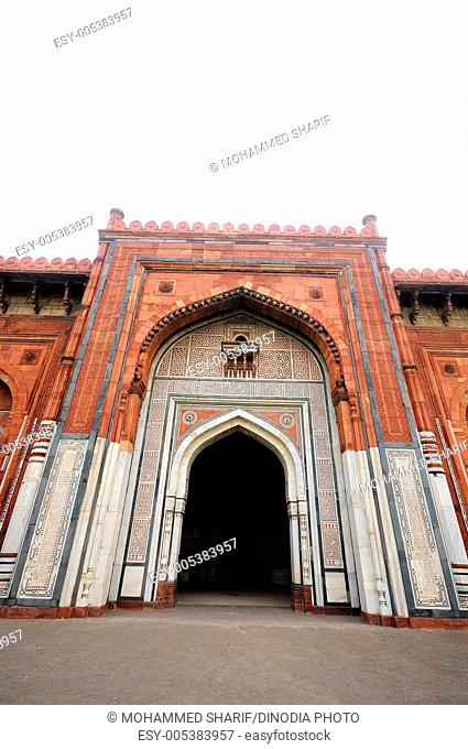 Qila-e-kohna Qila e kohna masjid in Purana Qila old fort ; Delhi ; India
