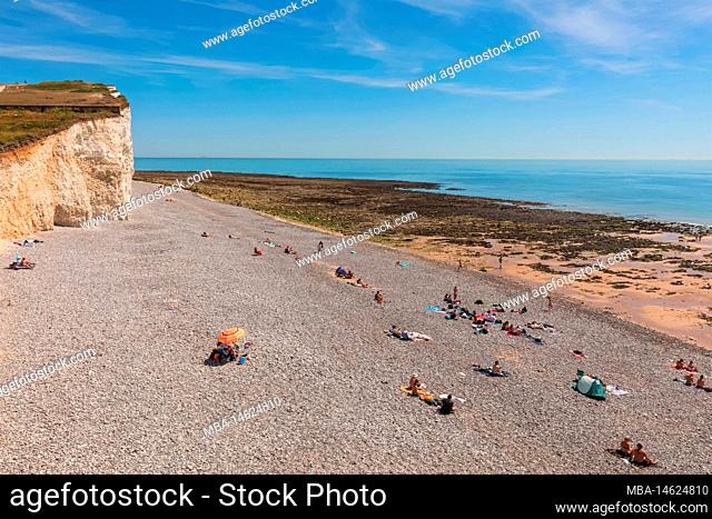 England, East Sussex, Eastbourne, The Seven Sisters Cliffs, The Birling Gap, Beach