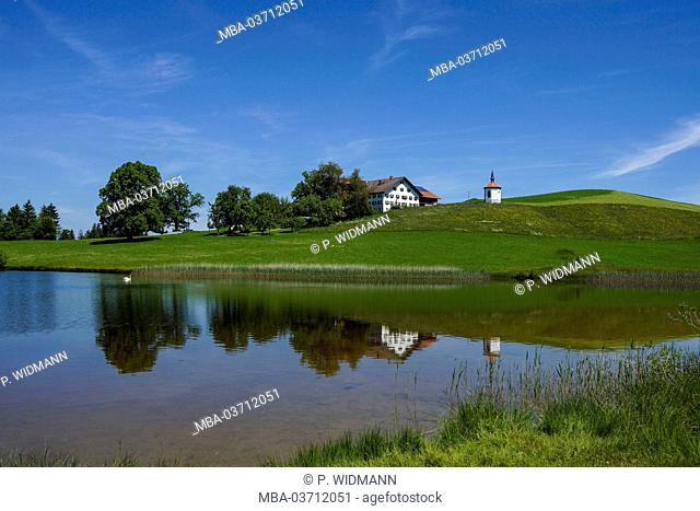 Farm in the Hegratsriedersee near Füssen (town), east Allgäu, Allgäu, Bavaria, Germany
