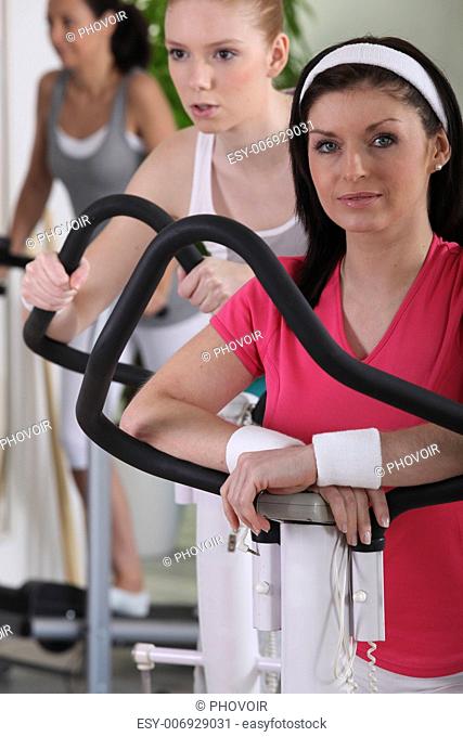 Women working out in a gym
