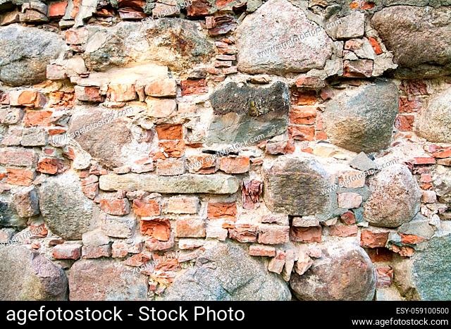 Stone wall texture background natural color. Closeup