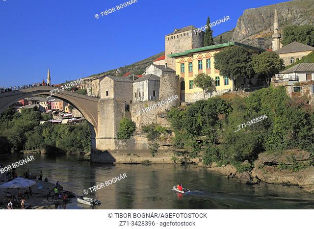 Bosnia and Herzegovina, Mostar, skyline, Neretva River, Old Bridge