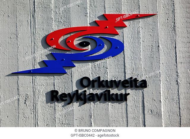 LOGO OF THE ORKUVEITA REYKJAVIKUR COMPANY WHICH MANAGES THE HOT SPRINGS OF DEILDARTUNGUHVER, THE MOST POWERFUL IN ICELAND